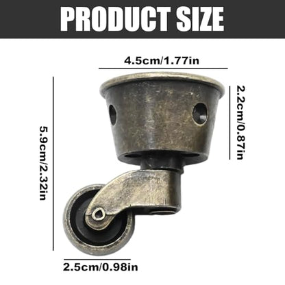 Anxingo 4 Pack 2.32 x 1.77 Inch Antique Zinc Alloy Swivel Cup Casters, Furniture Caster Wheels Universal Metal Pulley Wheels for Chair Cabinet Patio Table Sofas 1-3/4 Inch OD Vintage Green Bronze