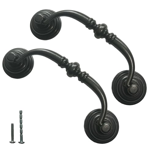 6 PCS Oil-Rubbed Bronze Metal Drop Bail Pulls, 3-1/2" Center to Center - color: Oil Rubbed Bronze, size: 3-1/2" Center to Center