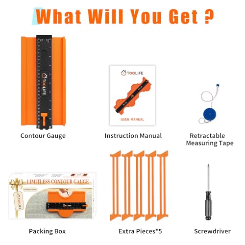 TOOLIFE 10 Inch Contour Gauge Profile Tool with Unlimited Connection - size: 10"-Unlimited Splicing