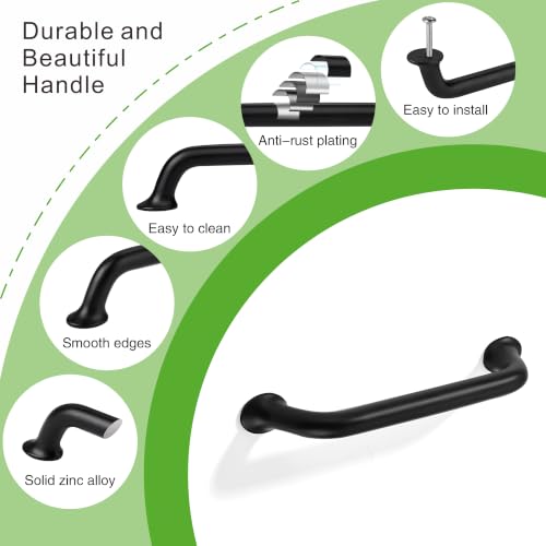 TUNNY 10 Pack Cabinet Handles-5"/128mm Matte Black Cabinet Pulls - color: Matte Black, size: 5"(128mm)Hole Center