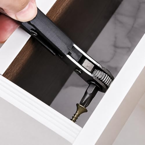Black Right Angle Ratchet Screwdriver, Steel Tool for Tight Spaces