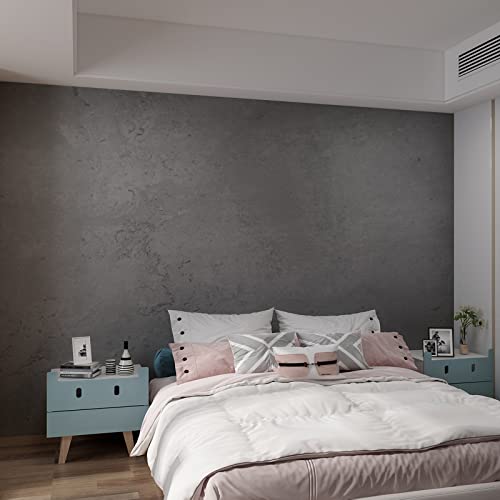 3yecao 48"×354" 3D Extra Wide Thickness Large Size Dark Grey Black Concrete Wallpaper Peel and Stick Faux Industrial Textured Gray Concrete Cement Contact Paper for Office Bedroom Basement Gym Walls - color: Dark Gray, size: 48" x 354"