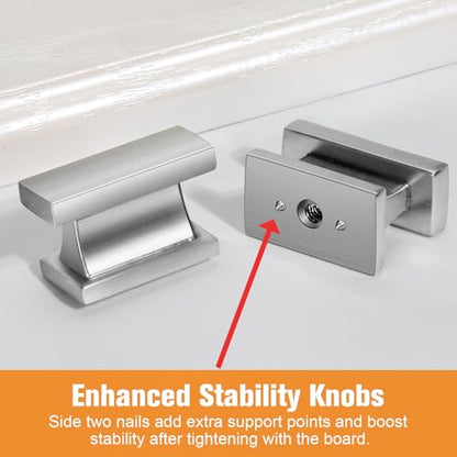 VEHCIL 20 Pack Square Cabinet Knobs Brushed Nickel, Single Hole Silver Kitchen Cabinet Handles Hardware for Cupboard Closet Bathroom Dresser Drawer Knobs, Solid Zinc Alloy - color: Brushed Satin Nickel, size: 1.5 Inch Knob