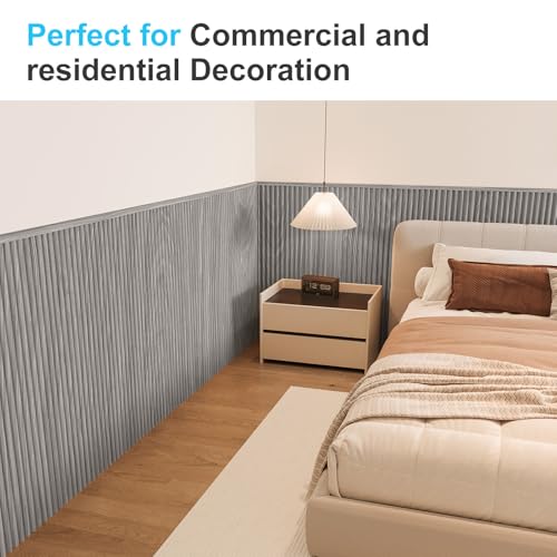 Art3d 79.3 x 40.7 Inch Beaded Wainscoting Wall Panel, 22.38 sq.ft, Grey Oak - color: Grey Oak, size: 79.3"x40.7"