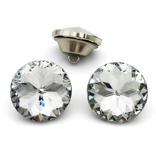 25PCS 25mm Crystal Glass Buttons Sewing Rhinestone Buttons (Clear ZJ) - color: Clear Button(ZJ)