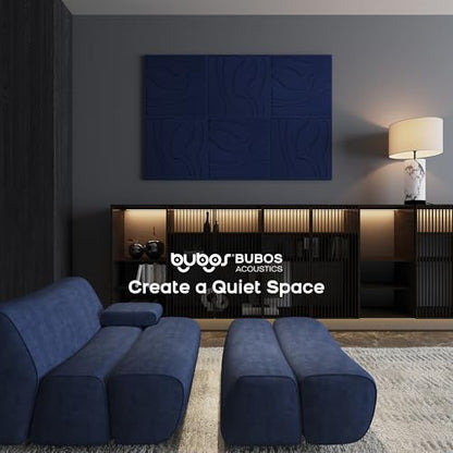 BUBOS 6-Pack Art Acoustic Panels, Self-Adhesive Sound Panels, 23.6"x23.6" - color: Navy Blue, size: 6 Pack