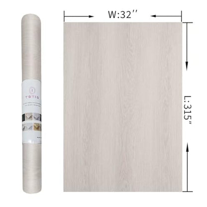 TOTIO 32x315inch Extra Wide Oak Wood Wallpaper Peel Stick Beige White Wood Grain Contact Paper Oak Textured Vinyl Wrap Air Guide Slot Design Matte Thickened Self-Adhesive Waterproof Wall Sticker - color: Ivory White, size: 32" x 315"