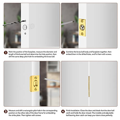 Ravinte Gold Door Ball Catch, Closet Door Latch Adjustable, 2 Pack - color: Gold