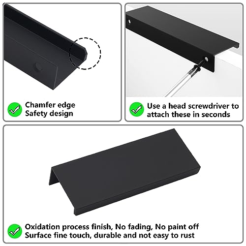 50 Pack Black Kitchen Cabinet Handles, Modern Finger Pulls - color: Black-50Pack, size: 3.15in(80mm) Overall Length