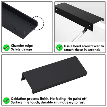 20 Pack Black Cabinet Handles Modern Finger Edge Pulls for Cabinets - color: Black-20Pack, size: 3.15in(80mm) Overall Length