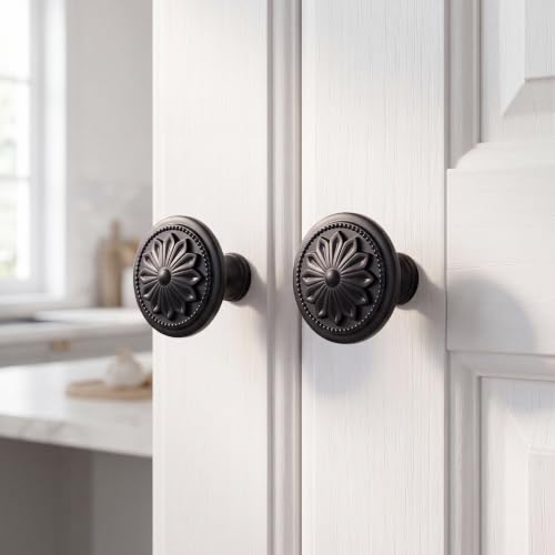 4 Pack Matte Black Round Cabinet Knobs,1-2/5" Black Kitchen Knobs Handles for Cabinets and Drawers Black Matte Drawer Knobs - color: Matte Black