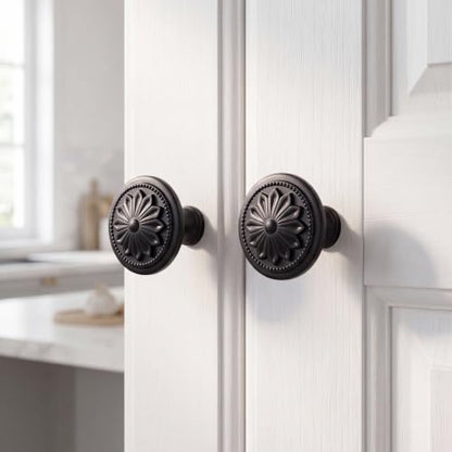 4 Pack Matte Black Round Cabinet Knobs,1-2/5" Black Kitchen Knobs Handles for Cabinets and Drawers Black Matte Drawer Knobs - color: Matte Black