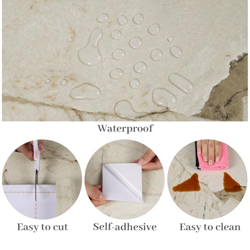 VaryPaper 15.7"x78.7" Beige Brown Marble Contact Paper Kitchen Countertop Peel and Stick Waterproof Marble Vinyl Wrap for Cabinets Table Removable Self Adhesive Granite Wall Paper for Bathroom Bedroom