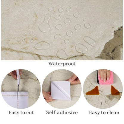 VaryPaper 15.7"x78.7" Beige Brown Marble Contact Paper Kitchen Countertop Peel and Stick Waterproof Marble Vinyl Wrap for Cabinets Table Removable Self Adhesive Granite Wall Paper for Bathroom Bedroom