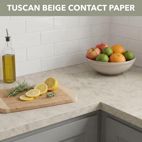 Extra-Thick Marble Contact Paper (Matte, Tuscan Beige) 3.9" x 393.7" - color: Tuscan Beige (Matte), size: 3.9" x 393.7"