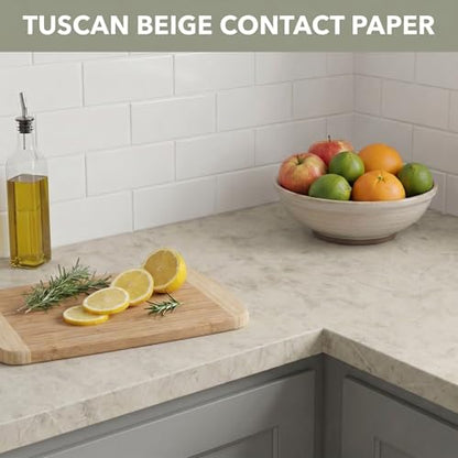 Extra-Thick Marble Contact Paper (Matte, Tuscan Beige) 3.9" x 393.7" - color: Tuscan Beige (Matte), size: 3.9" x 393.7"