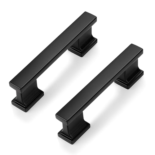 Probrico 10 Pack Black Cabinet Pulls 3 Inch(76mm) Hole Center, Matte Black Kitchen Cabinet Hardware, Dresser Drawer Pulls for Cabinet Kitchen Cupboard - color: Black, size: 3 inch hole center