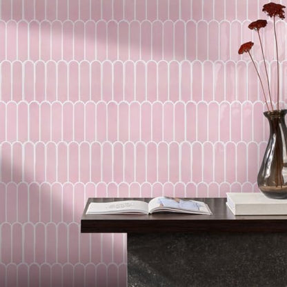 Commomy Thicker Pink Peel and Stick Tile Backsplash 10 pcs of 12" x 12" - color: Thicker Design Pink