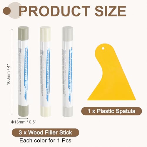 uxcell 3Pcs Wood Filler Sticks, Wax Crayons, 3 Colors Light White Series - color: Light White Series