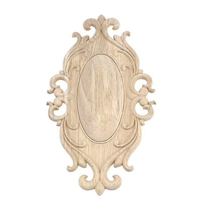 Antrader Wood Carved Onlays Appliques,Oval Shaped Unpainted, 10.24x5.91in - style: Style 3