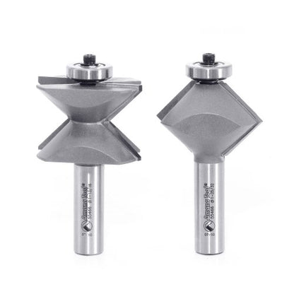 Amana Tool - 55466 2Piece Carbide Tipped Edge Banding 90 Deg x 1-25/32 Dia x 1-1/32 x 1/2 - size: 90 Deg x 1-25/32 Dia x 1-1/32 x 1/2