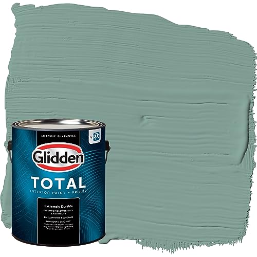 Glidden Total Interior Wall Paint & Primer All-in-One, Silver Laurel/Green, Flat, 1 Gallon - color: Silver Laurel, size: 128 Fl Oz (Pack of 1)