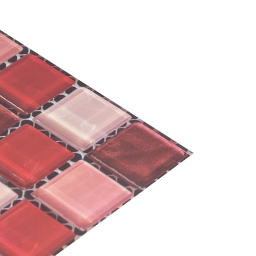 Geesatis Red Peel and Stick Backsplash,Self-Adhesive Removable Wall Tiles - color: Red