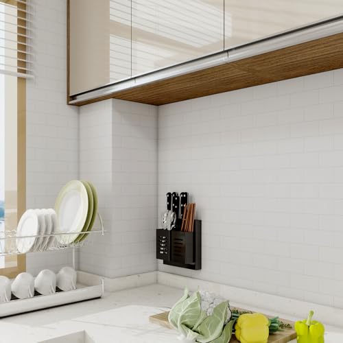 Peel and Stick Backsplash Tile, 20 Sheets White Subway Tile, 13.5" x 5.8" 3D PVC Self Adhesive Wall Tile for Kitchen, Bathroom, Fireplace, RV - color: White-white
