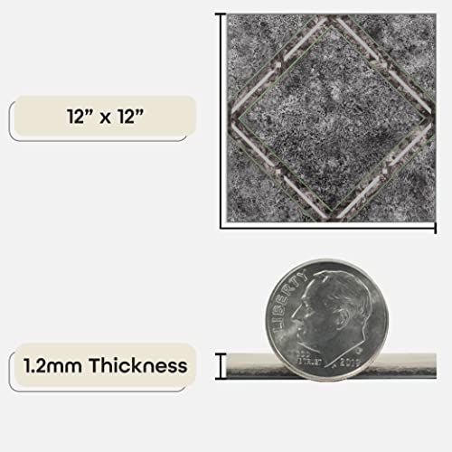 Nexus Self Adhesive 12-Inch Vinyl Floor Tiles, 20 Tiles, 12 x 12 in - color: Metallic Marble Diamond, style: Marble look