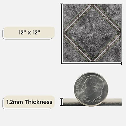 Nexus Self Adhesive 12-Inch Vinyl Floor Tiles, 20 Tiles, 12 x 12 in - color: Metallic Marble Diamond, style: Marble look