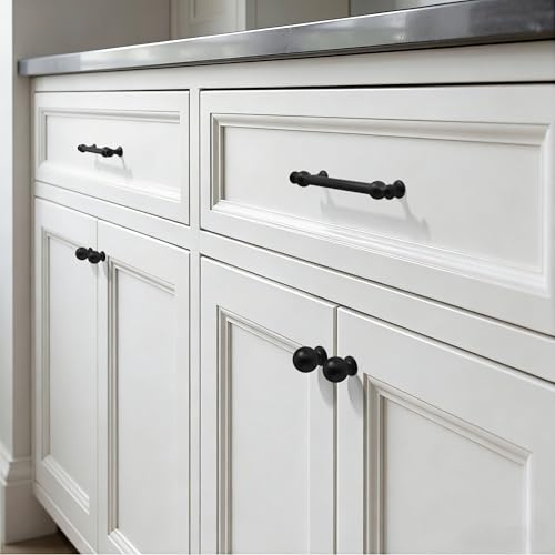 TUNNY 10 Pack Retro Cabinet Handles Matte Black 5 Inch/128mm Kitchen Cabinet Pulls, Cabinet Pulls Kitchen Cabinet Hardware Drawer Pulls TU10188 - color: Matte Black, size: 5"(128mm)Hole Center-10Pcs