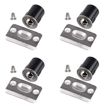 HOMOTEK 4 Pack Drive in Ball Catch with Strike Plate for Closet Doors, Satin Nickel, 13/16 Inch x 1-1/8 Inchs,Die-cast, Adjustable Tension Ball - color: Satin Nickle