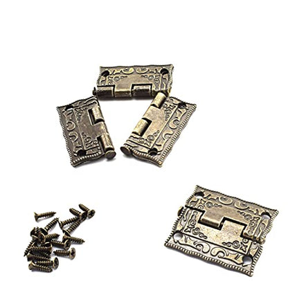 Antique Bronze Decorative Hinges Pattern Carved Design - color: 26 x 23 mm