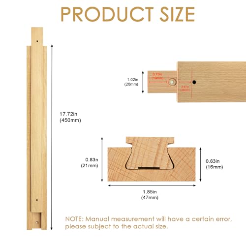 Wood Drawer Slides 18 Inch, Solid Beech Wood Center Guide Track Replacement - size: 17-3/4“