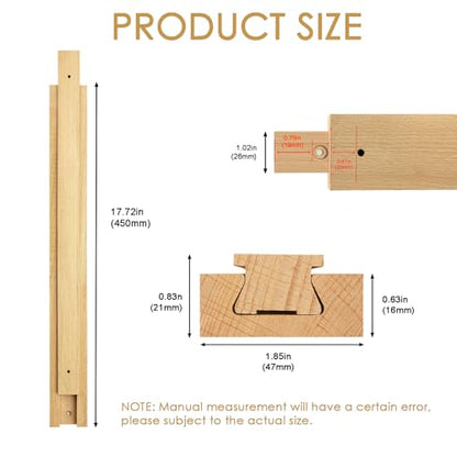 Wood Drawer Slides 18 Inch, Solid Beech Wood Center Guide Track Replacement - size: 17-3/4“