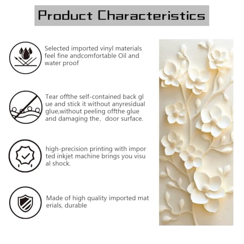 arricraft 2 Sheets Flower Theme Self-Adhesive Door Sticker, 31.5x78.7inch 3D Flower Door Murals Stickers PVC Removable Wallpaper Decoration for Bedrooms Living Room - style: Flower