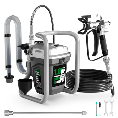 Airless Paint Sprayer, Thin-Free Elec, Brass Nozzles, Ext Rod,Min Overspray - color: Green