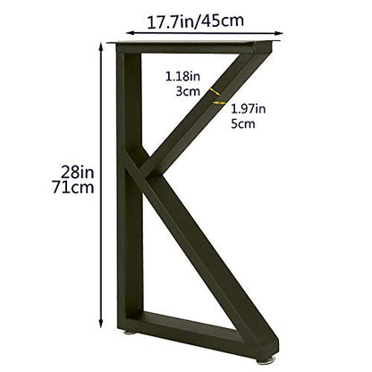 TIEOU Metal Legs for Table K Shape 28" H Tall Industrial Black Table Legs Heavy Duty Metal Desk Legs Set of 2(Without Boards) - size: K Shape-28"H