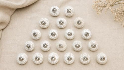 JGARTS 20 Knobs White Hand Painted Ceramic Knobs Cabinet Drawer Pull - color: White