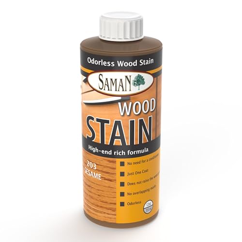 SamaN Interior Water Based Wood Stain - Natural Stain for Furniture, Moldings, Wood Paneling, Cabinets (Sesame TEW-203-12, 12 oz) - color: Sesame, size: 12 oz
