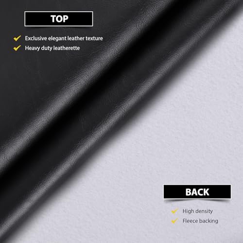 Faux Leather Vinyl Upholstery Fabric by The Yard 1.3mm Thick 1 Yard 55"x36" - color: Black, size: 1 Yard