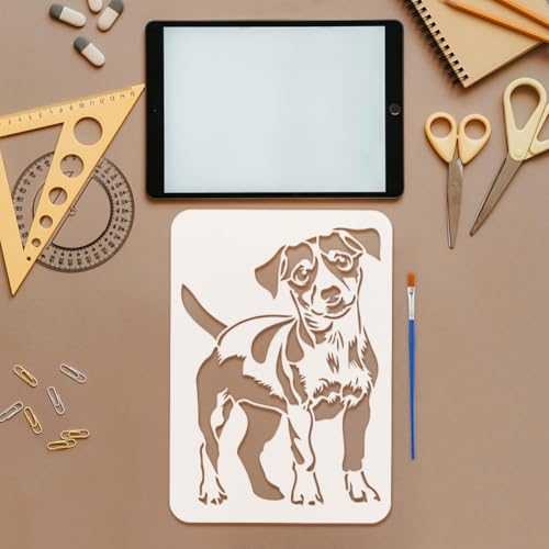 FINGERINSPIRE Puppy Stencils with a Brush 11.7x8.3Inch Chinese Little Dog Painting Stencils Cartoon Dog Pattern Stencil Animal Themes PET Template for Wood Floor Tile Wall Fabric Furniture DIY - color: Puppy