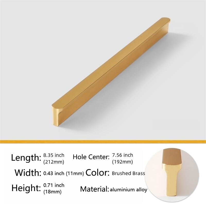 5 Pack Gold Cabinet Pulls - Brushed Brass Kitchen Hardware Handles for Dresser Drawers -T Shape Cabinet Hardware (8.35 inch,Brushed Gold) - color: Brushed Gold, size: 8.35 inch