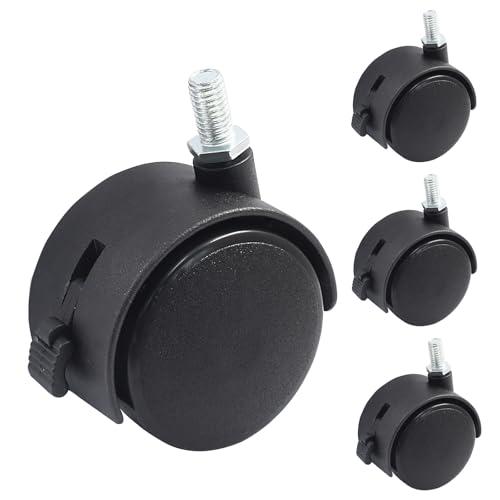 Murtenze 2 Inch Nylon Swivel Stem Caster Wheels, 4Pcs, M8 Thread - style: 2 Inch Stem with Brake