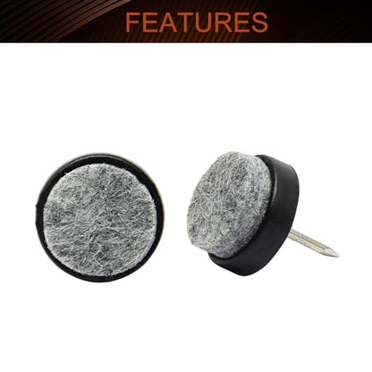 MroMax Round Felt Furniture Pads Nail-on Slider-0.79"/20mm Diameter Screw-on Floor Protectors for Wooden Furniture Chair Tables Leg Feet Non Slip Black Tone 46Pcs - size: 0.79"Dia(20mm)