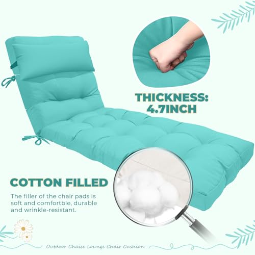 76 x 22 x 4.7 Waterproof Chaise Lounge Chair Cushion Outdoor Teal7# - color: Teal, size: 1 Pack