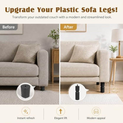 5.1 Inch wooden legs for furniture set of 4 Wood Furniture Legs Couch Feet Colorful Round Sofa Furniture Replacement Solid Wood Furniture Feet for Couch Bed Chair Cabinet Bookcase Dresser Ottoman - color: Black