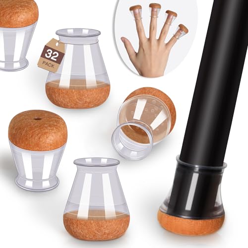 YOZON Chair Leg Floor Protectors Silicone Caps Felt Strengthen Bottom - color: Clear-32pcs, size: Round Small