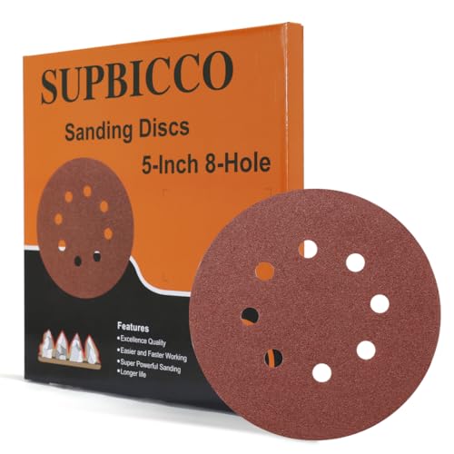 50 PCS 5 Inch 8 Hole Sanding Discs 60-320 Mixed Grit