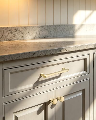 LIMUR 10 Pack 3.75 Inch (96mm) Hole Center Brushed Gold Cabinet Pulls – Solid Zinc Alloy Kitchen Cabinet Handles, Drawer Pulls for Bathroom Vanity, Dresser & Wardrobe, M4 Screws Included - color: Brushed Gold, size: 3.75"/96 MM Hole Center